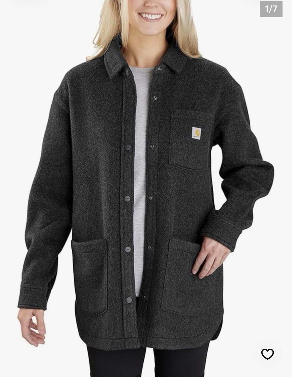 Carhartt Women’s Loose Fit Fleece Shacket Mink Heather Medium NWOT